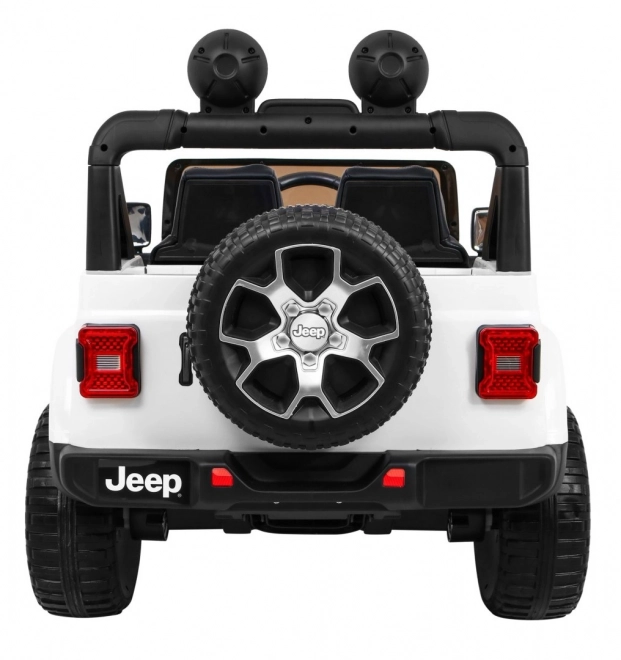 Jeep Wrangler Rubicon baterie pro děti Bílá + dálkové ovládání + rádio MP3 LED + kola EVA