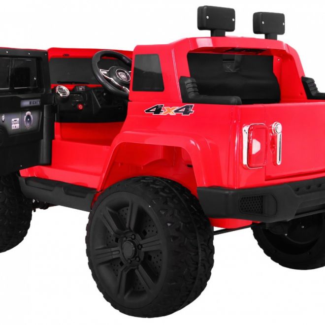 Mighty Jeep bateriové auto pro děti Červené + 2 místa + pohon 4x4 + 2 nosiče zavazadel
