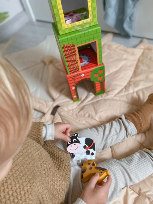 Woopie zelená skládanka farma s kostkami a figurkami