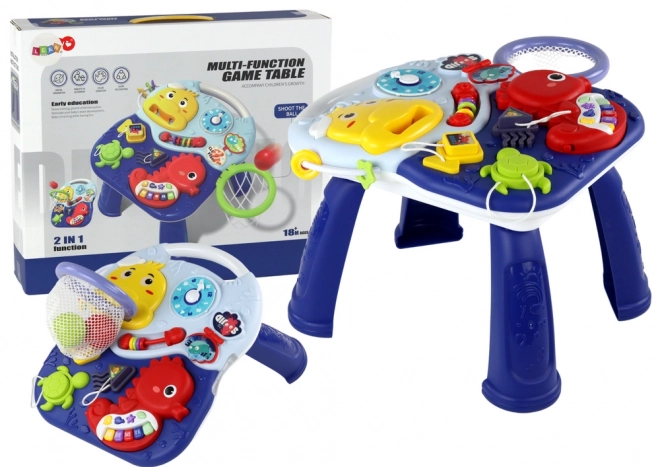 Naučný stůl 2v1 Mořská zvířata Piano Clock Basket Balls