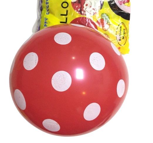 Červené latexové balónky s bílými puntíky - 100 kusů