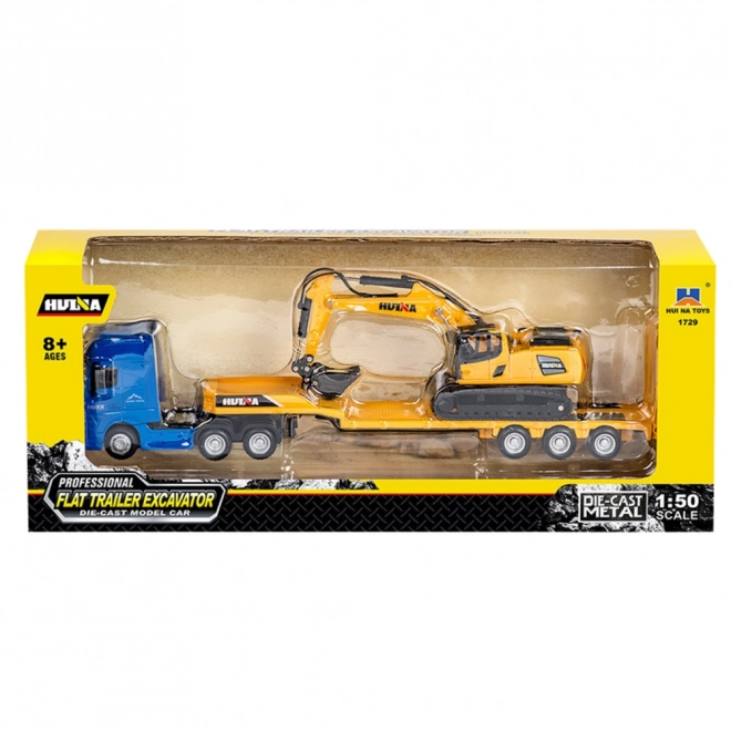 Model nákladního auta s návěsem a bagrem 1:50 Huina