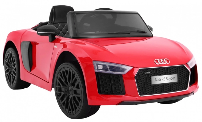 Audi R8 Spyder baterie Červená + Dálkové ovládání + EVA + Pomalý start + Rádio MP3 + LED dioda