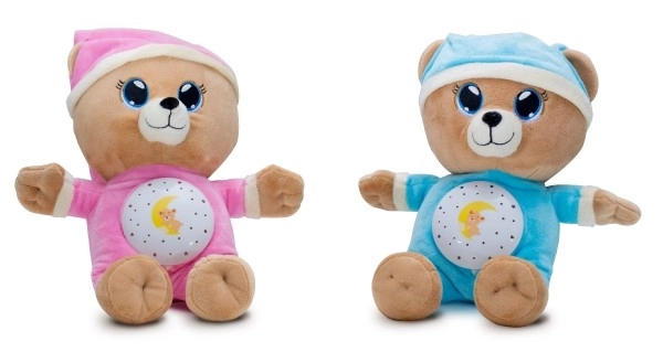 Medvídek Usínáček plyš 32cm na baterie se světlem a zvukem v boxu 12m+ – Modrý