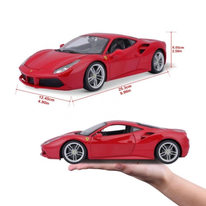 Kovové auto Ferrari 488 GTB červené