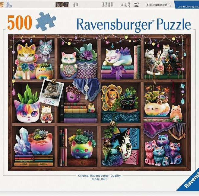 RAVENSBURGER Puzzle Kočky a sukulenty 500 dílků