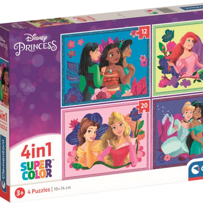 CLEMENTONI Puzzle Disney princezny 4v1 (12+16+20+24 dílků)