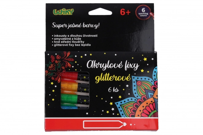 Akrylové fixy glitter 6ks