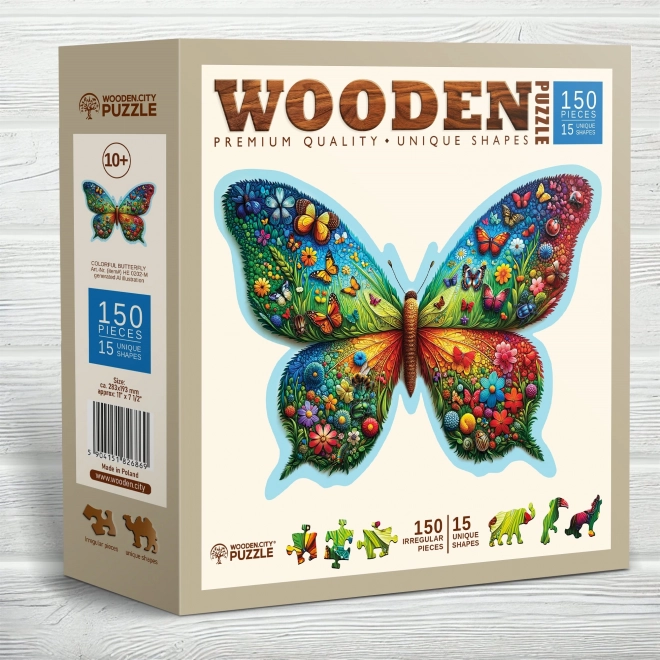 WOODEN CITY Dřevěné puzzle Barevný motýl 150 dílků