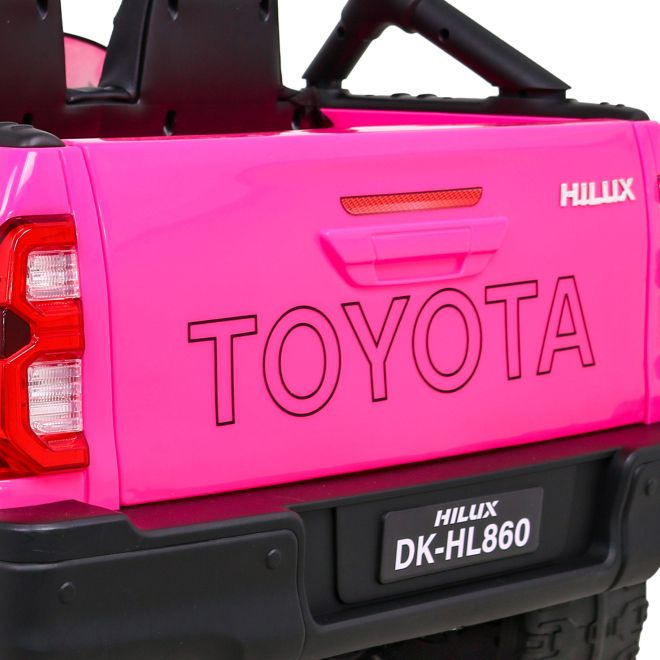 Toyota Hilux na baterie pro děti Růžová + pohon 4x4 + dálkové ovládání + 2 místa k sezení + rádio MP3 + LED