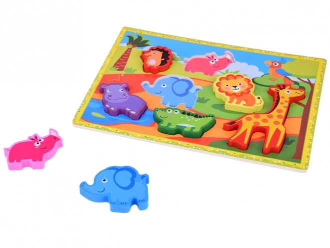 Dřevěné puzzle safari zvířata 7ele match shapes ZA5256