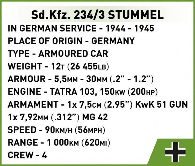 COBI 2288 II WW Sd. Kfz 234/3 Stummel, 1:35, 438 k, 2 f