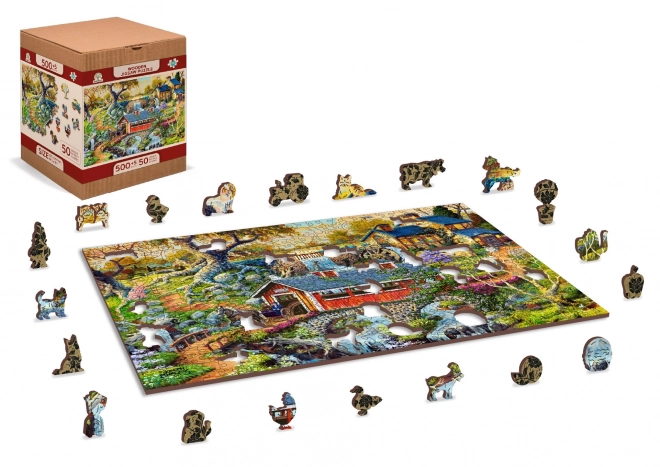 Wooden City Dřevěné puzzle Venkovské mosty 2v1, 505 dílků EKO