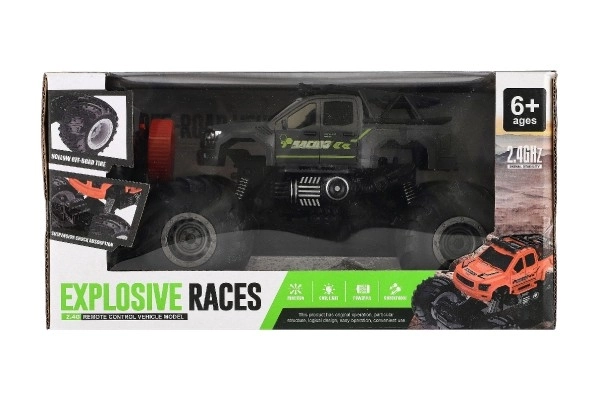 Auto RC pick up Off road terénní plast 23cm 2,4GHZ na baterie se světlem šedé v krab. 30x15x19cm