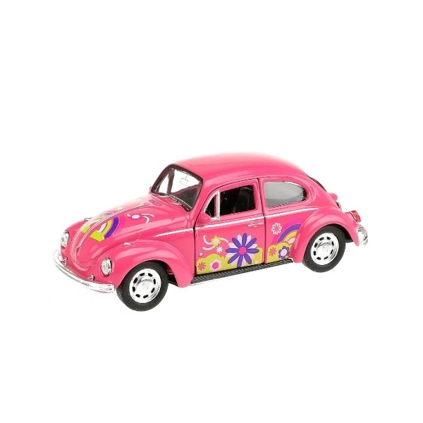 Auto Welly Volkswagen Beetle kov/plast 12cm 4 barvy na zpětné natažení 12ks v boxu