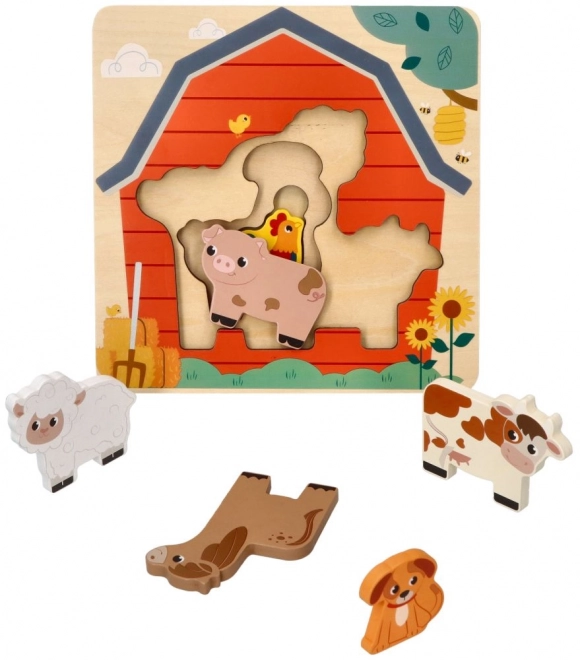 Vrstvené puzzle zvířata na farmě