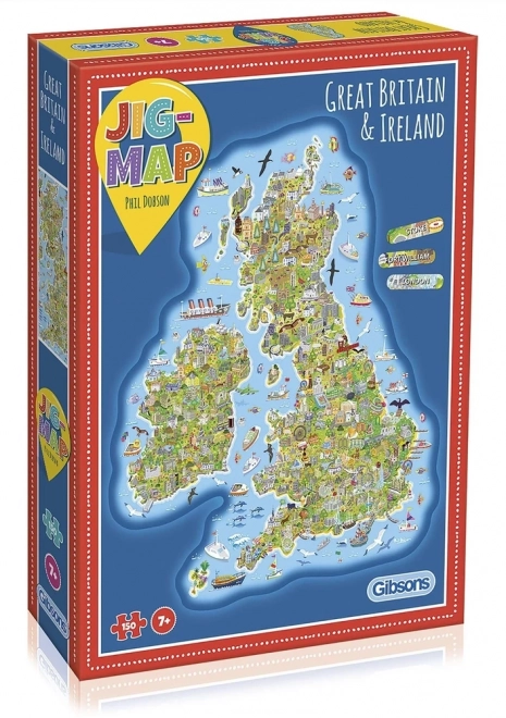 GIBSONS Vzdělávací puzzle Mapa Velké Británie a Irska 150 dílků