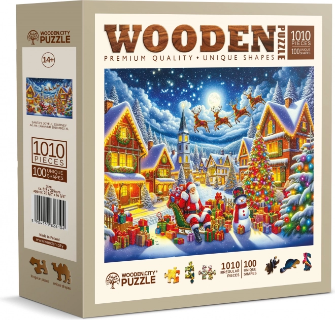 WOODEN CITY Dřevěné puzzle Santova sváteční cesta 1010 dílků