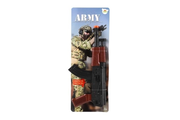 Samopal jiskřící ARMY na setrvačník plast 29cm na kartě 14x38x2,5cm