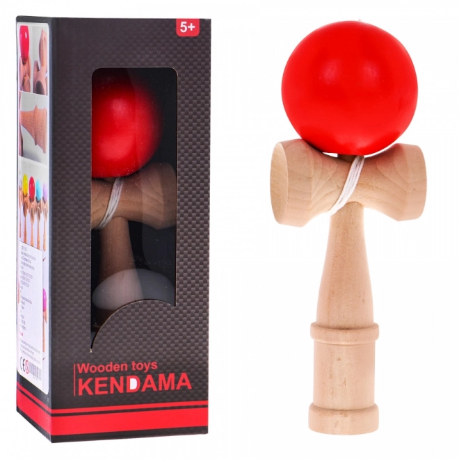 Arkádová hra Kendama pro děti 3+ a dospělé Dřevěná hračka + červená kulička