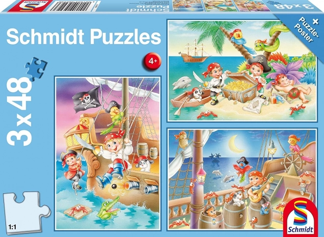 Puzzle s pirátskou tematikou 3x48 dílků