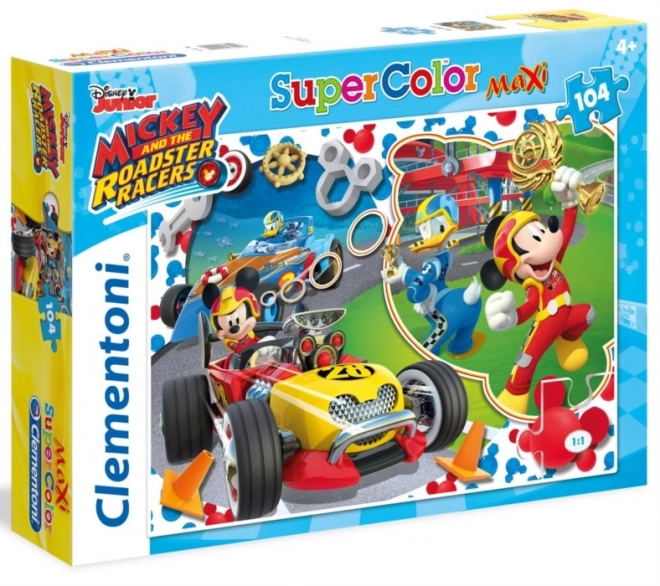 CLEMENTONI Puzzle Mickey Mouse: Na závodním okruhu MAXI 104 dílků