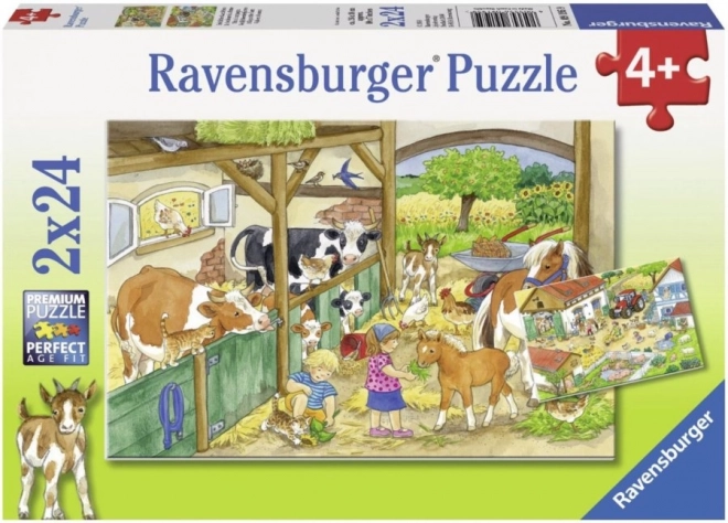 RAVENSBURGER Puzzle Den na farmě 2x24 dílků