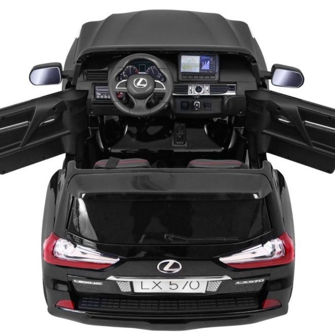 Lexus LX570 Lakované auto pro 2 děti černé + dálkové ovládání + EVA kola + rádio MP3 LED