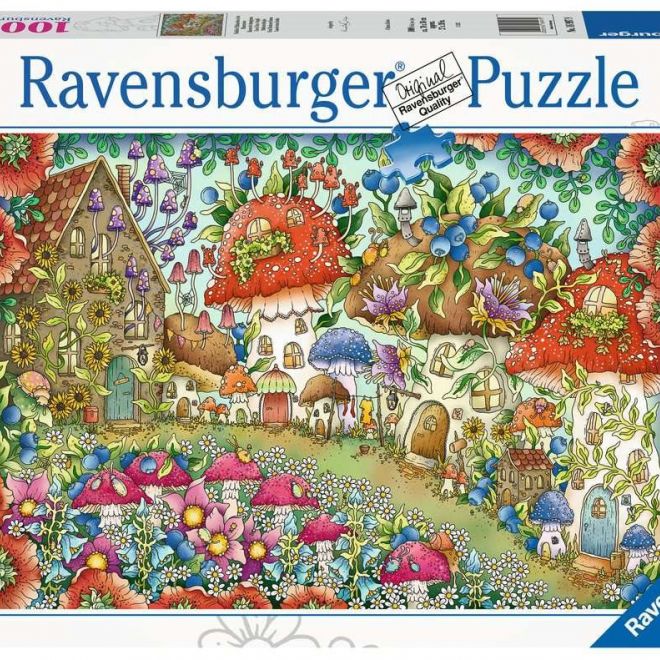 RAVENSBURGER Puzzle Roztomilé houbové domečky na květinové louce 1000 dílků