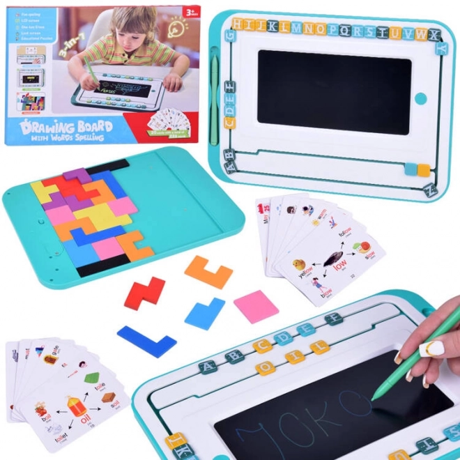 Edukativní sada 3v1 s LCD tabulí a kartami pro angličtinu