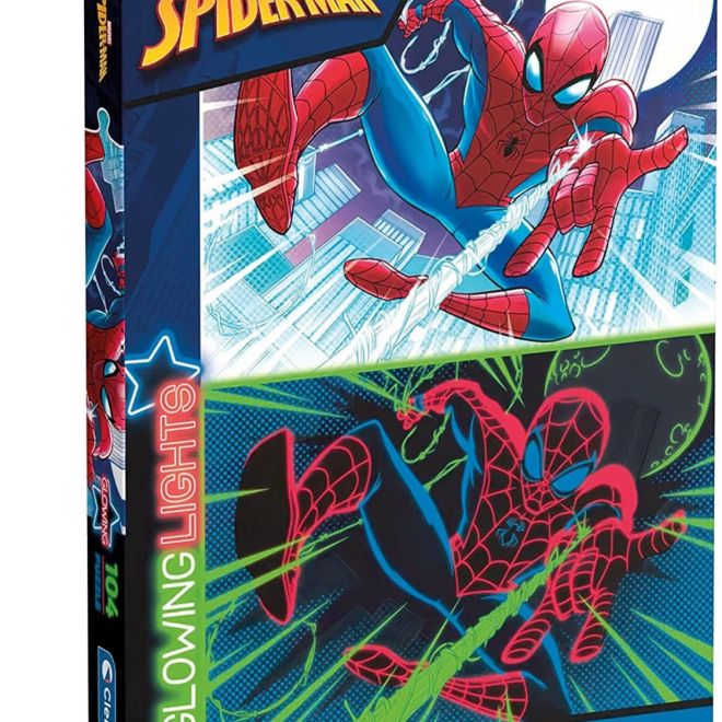 CLEMENTONI Svítící puzzle Marvel: Spiderman 104 dílků