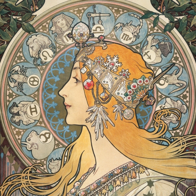 Poznámkový kalendář Alfons Mucha 2025, 30 × 30 cm