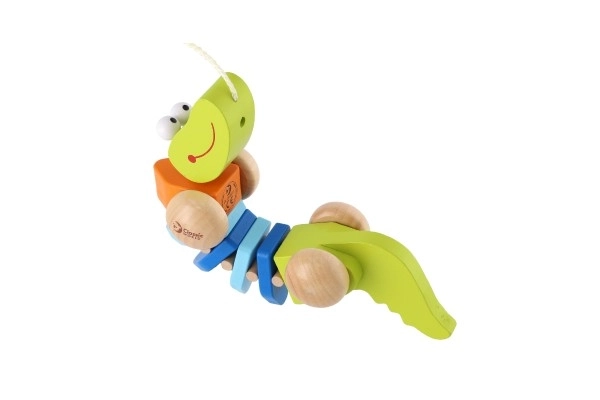 Dřevěný krokodýl se šňůrkou