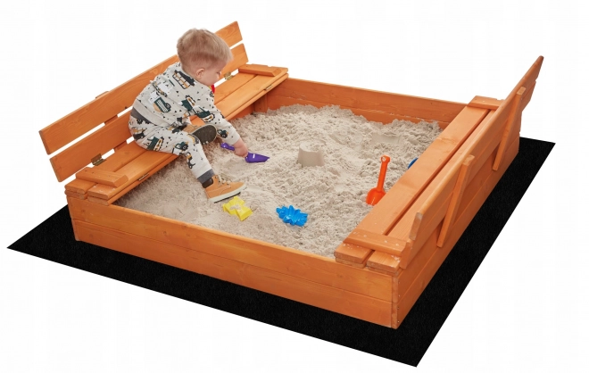 SAND TROPIC Dřevěné pískoviště s lavičkami a příslušenstvím 120x120cm (impregnované)