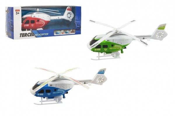 Vrtulník/Helikoptéra na natažení plast 21cm 3 barvy v krabičce 24x9x7cm – Červený
