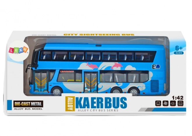 Dvoupatrový výletní autobus 1:42 Kovová světla modrá