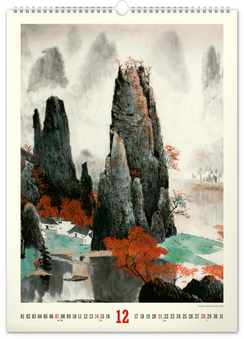 NOTIQUE Nástěnný kalendář Vintage plakáty – japonské umění 2025, 33 x 46 cm