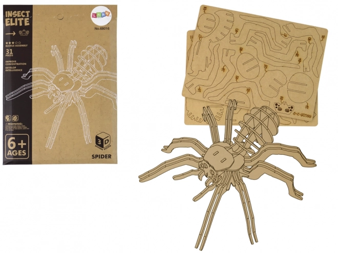 3D prostorové dřevěné puzzle Spider Educational Folding 31 dílků