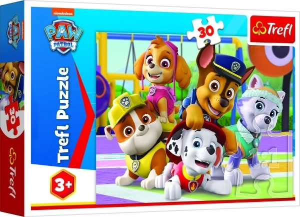 Puzzle Tlapková patrola vždy včas/Paw Patrol 27x20cm 30 dílků v krabičce 21x14x4cm