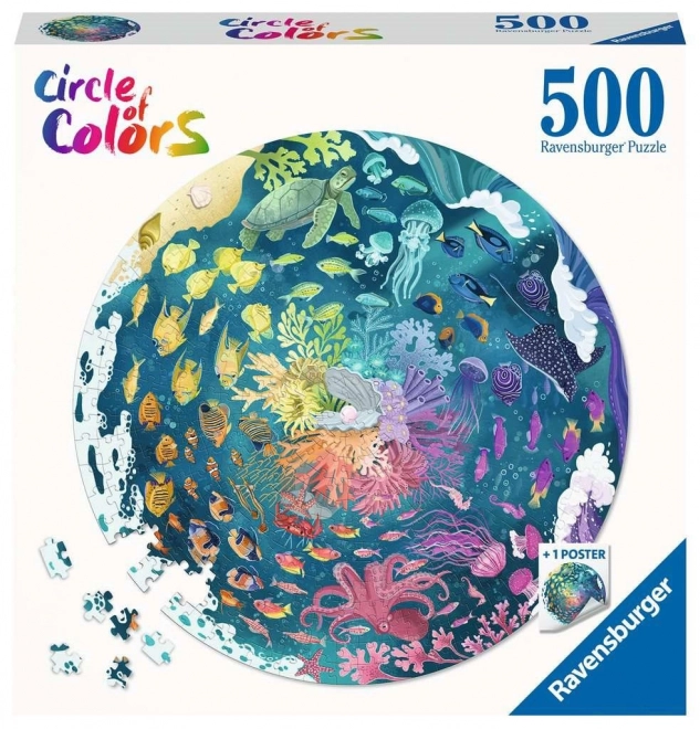 RAVENSBURGER Kulaté puzzle Kruh barev: Oceán 500 dílků