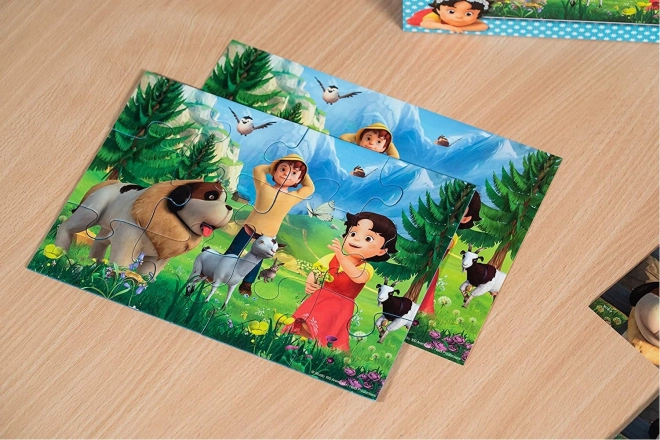 RAVENSBURGER Puzzle Heidi: Společný čas na horách 2x12 dílků