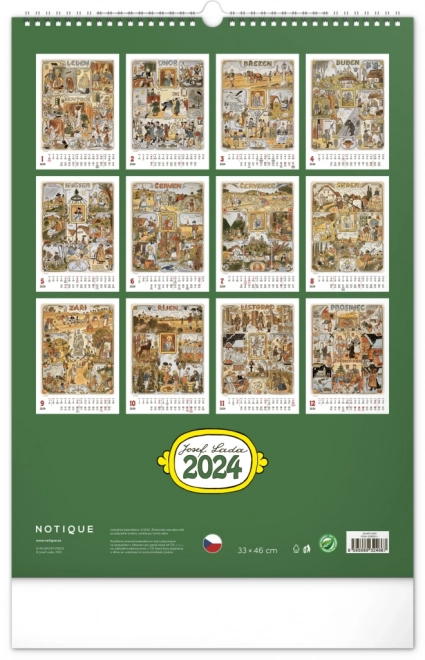 Nástěnný kalendář Josef Lada – Měsíce 2024, 33 × 46 cm