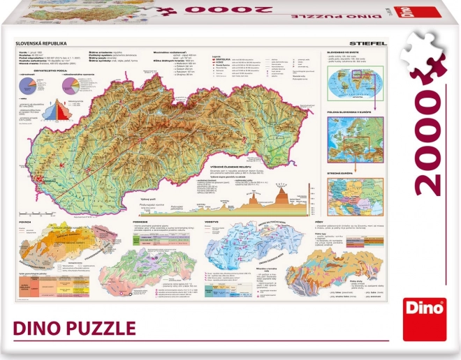 Puzzle Mapa Slovenska 97x69cm 2000 dílků v krabici 32x23x7cm