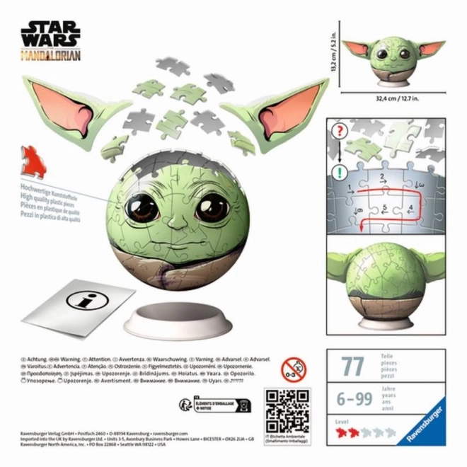 Puzzle-Ball Star Wars: Baby Yoda s ušima 72 dílků