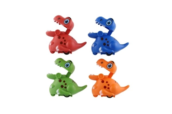 Dinosaurus Zmáčkni a jeď plast 9cm na setrvačník 4 barvy