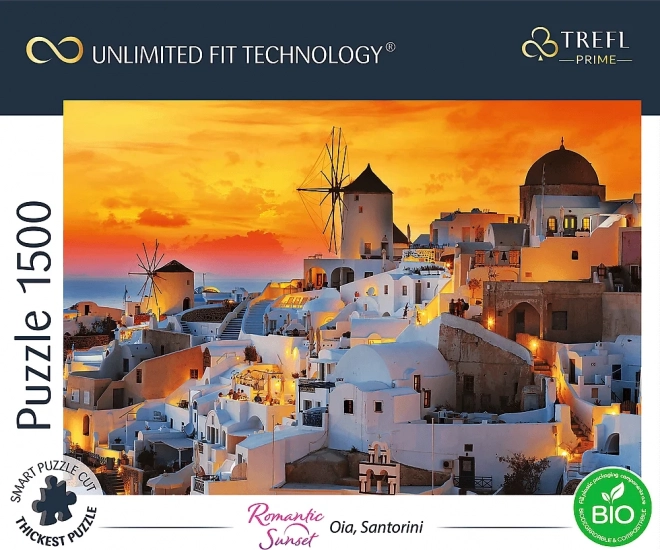 Puzzle romantický západ slunce Santorini 1500 dílků