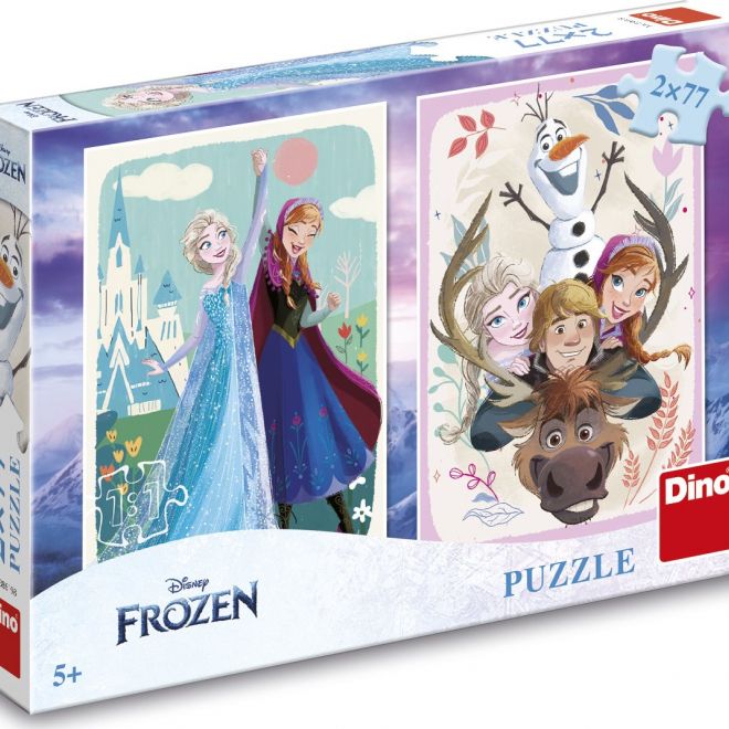 DINO Puzzle Ledové králoství: Anna a Elsa 2x77 dílků