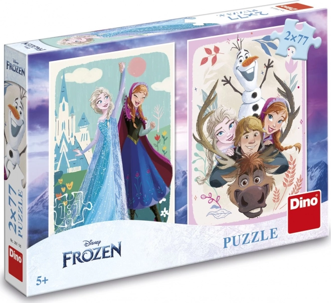 DINO Puzzle Ledové králoství: Anna a Elsa 2x77 dílků