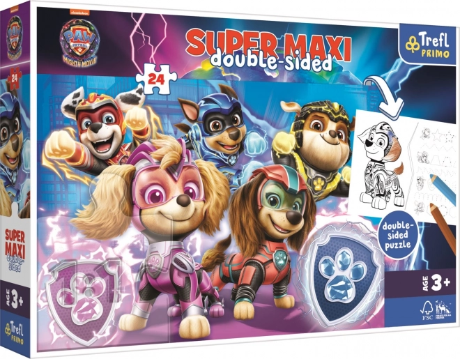 Puzzle SUPER MAXI oboustranné Psí tým v akci Tlapková patrola/Paw patrol 24 dílků v krab. 40x27x6cm