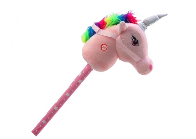 Plyšová hlava jednorožce na tyči Hobby Horse Unicorn Pink Sounds